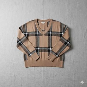 Max Studio tan & Black Buffalo plaid sweater size XS